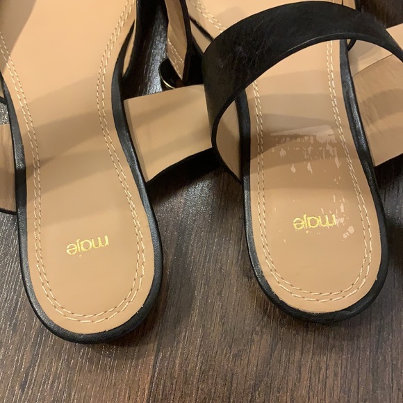 Maje fimea black leather pointed toe mules flats with ankle straps sandals - Picture 7 of 9